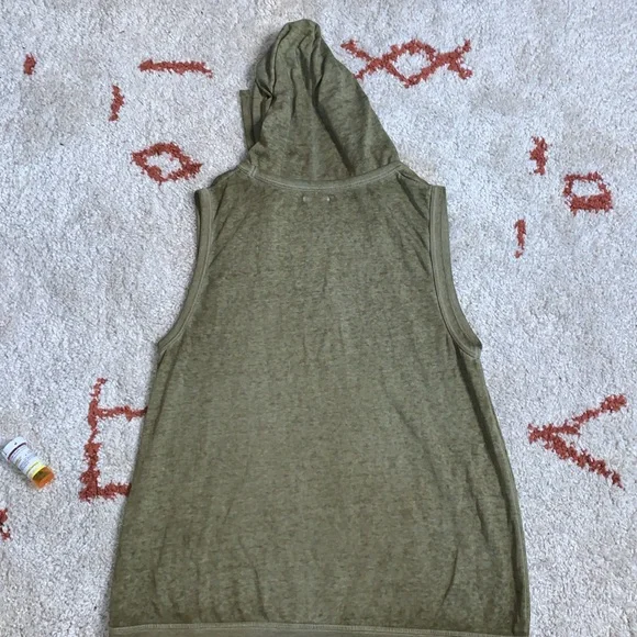 Abound- XL- Hooded Sweatshirt Vest W/ Kangaroo 🦘 Pocket- Acid Wash Olive Green - Picture 6 of 8